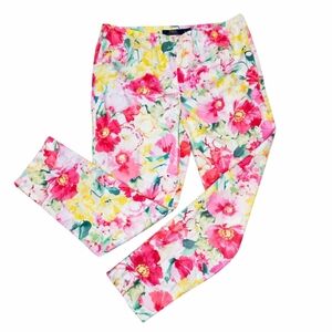 Polo Ralph Lauren Pink Yellow Botanical Watercolor Floral Cropped Ankle Pants